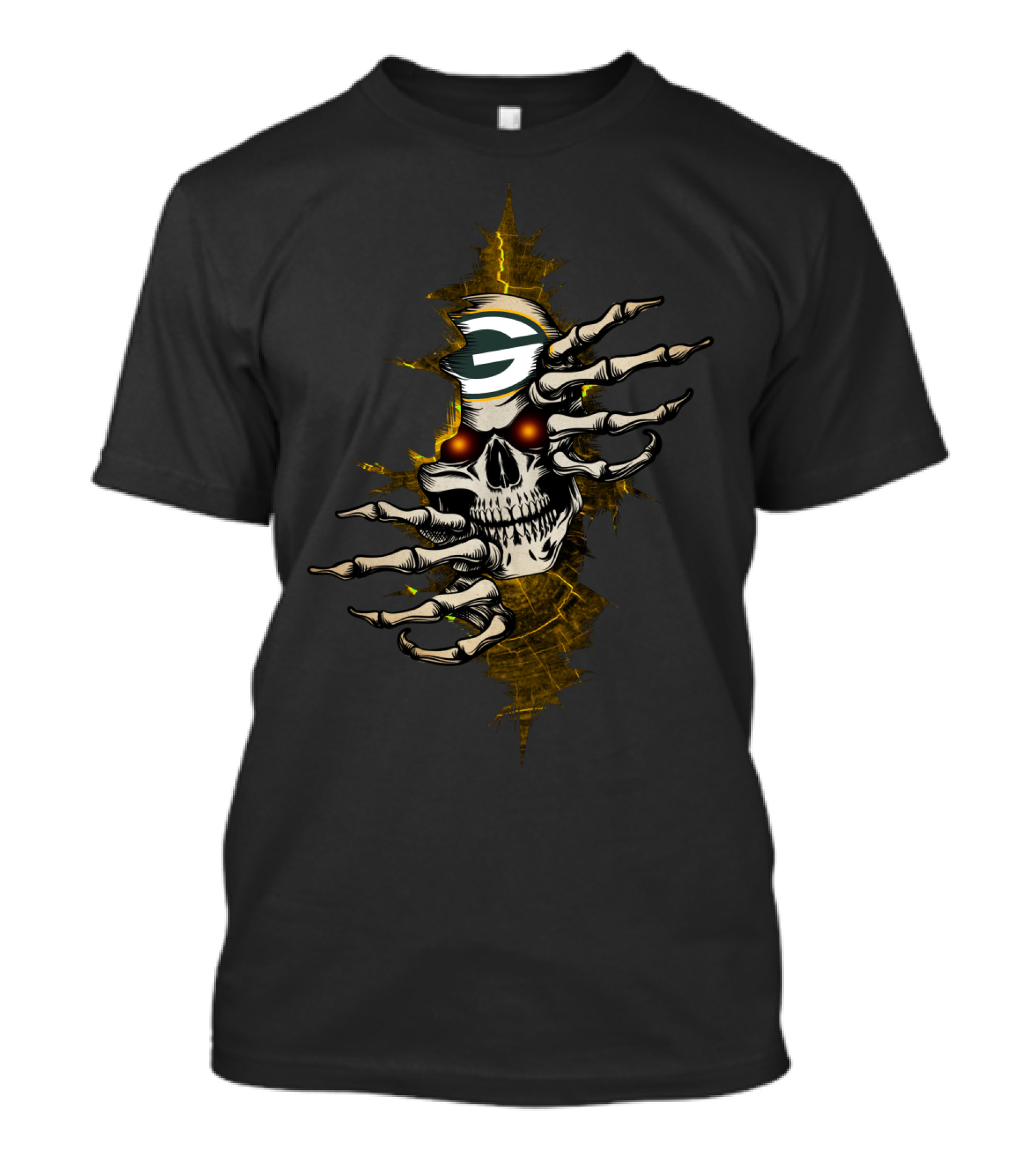 SKULL PACKERS GREEN BAY FOOTBALL SKELETON HAND T-Shirt