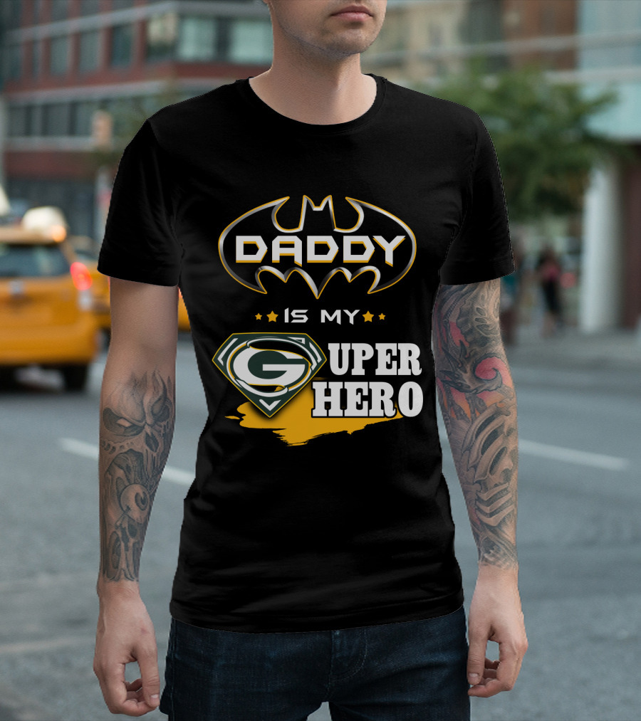 Daddy Is My Super Hero Packers Batman T-Shirt