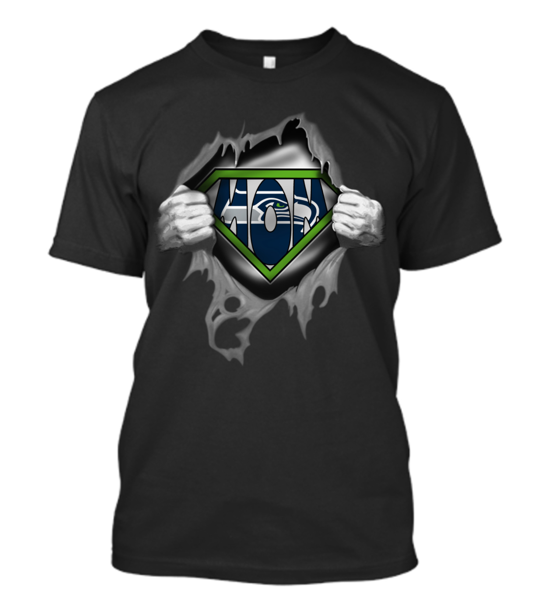 SUPER MOM SEAHAWKS LOGO HANDS TEARING T-Shirt