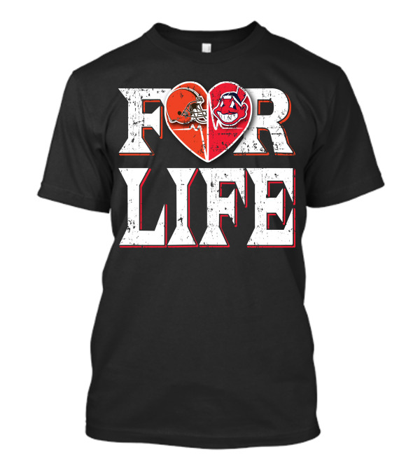For Life Browns Indians Heart T-Shirt