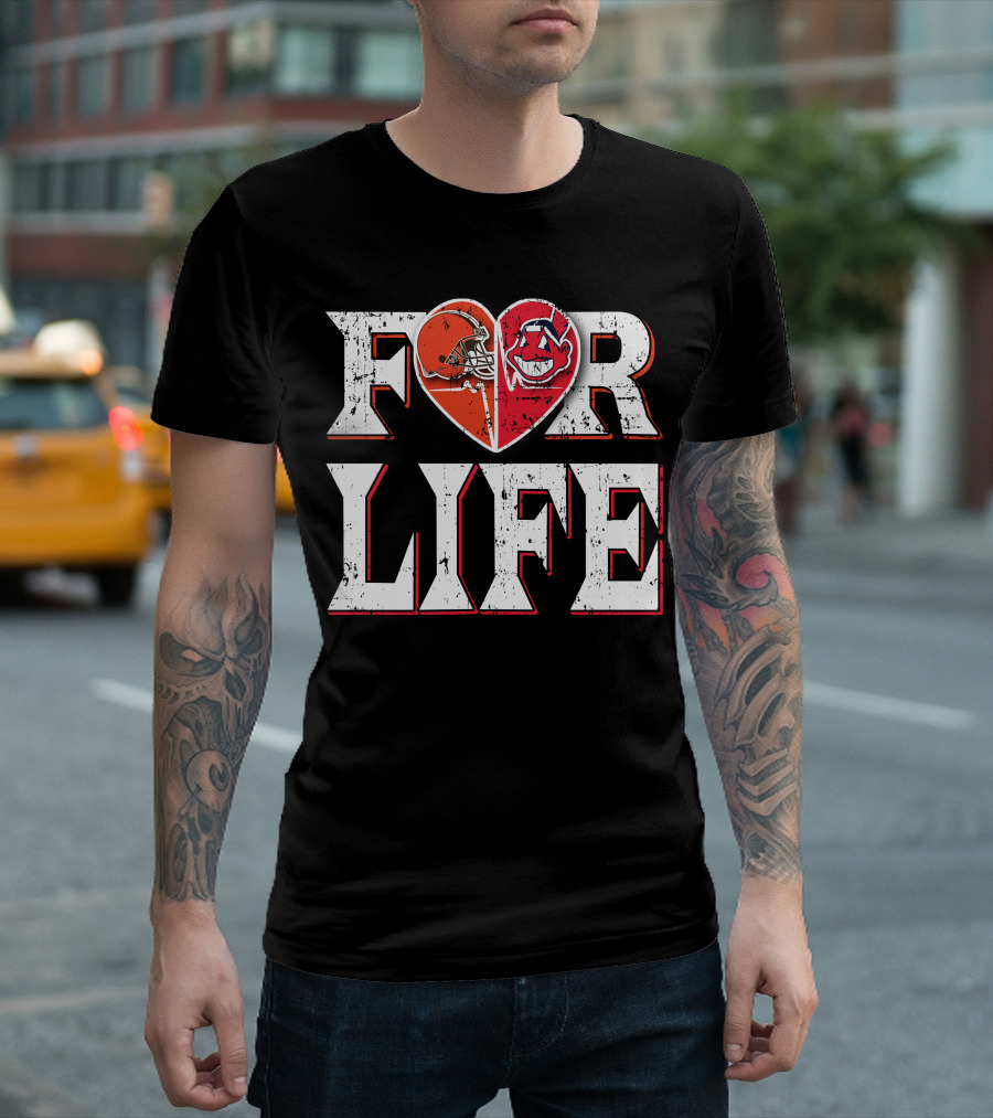 For Life Browns Indians Heart T-Shirt