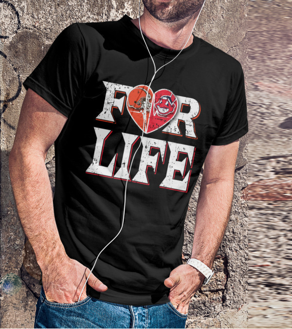 For Life Browns Indians Heart T-Shirt