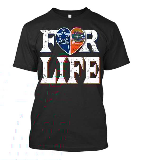 For Life Cowboys Gators Heart T-Shirt