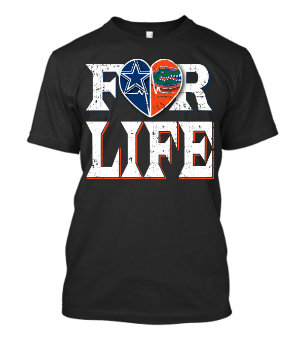 For Life Cowboys Gators Heart T-Shirt