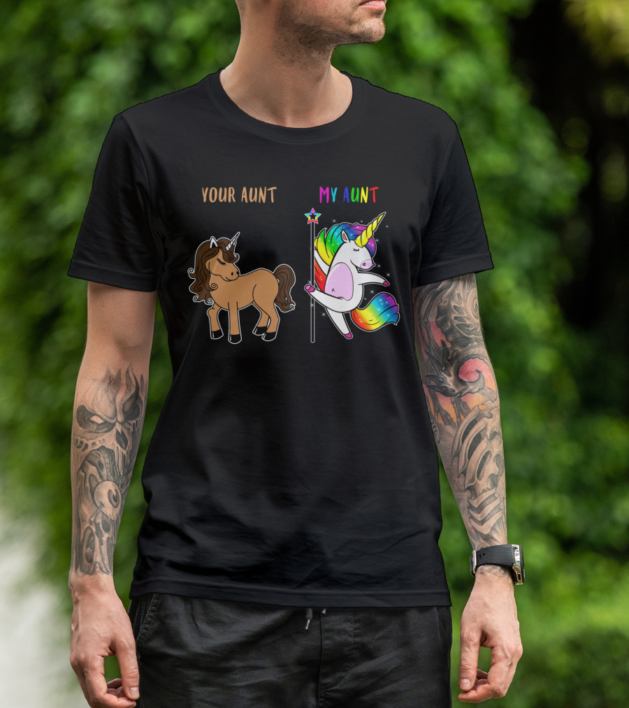Your Aunt My Aunt Unicorn Dance Rainbow Star Fun T-Shirt