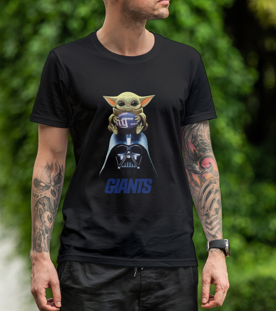 Baby Yoda Giants Football Darth Vader Crossover Nyg Nfl T-Shirt