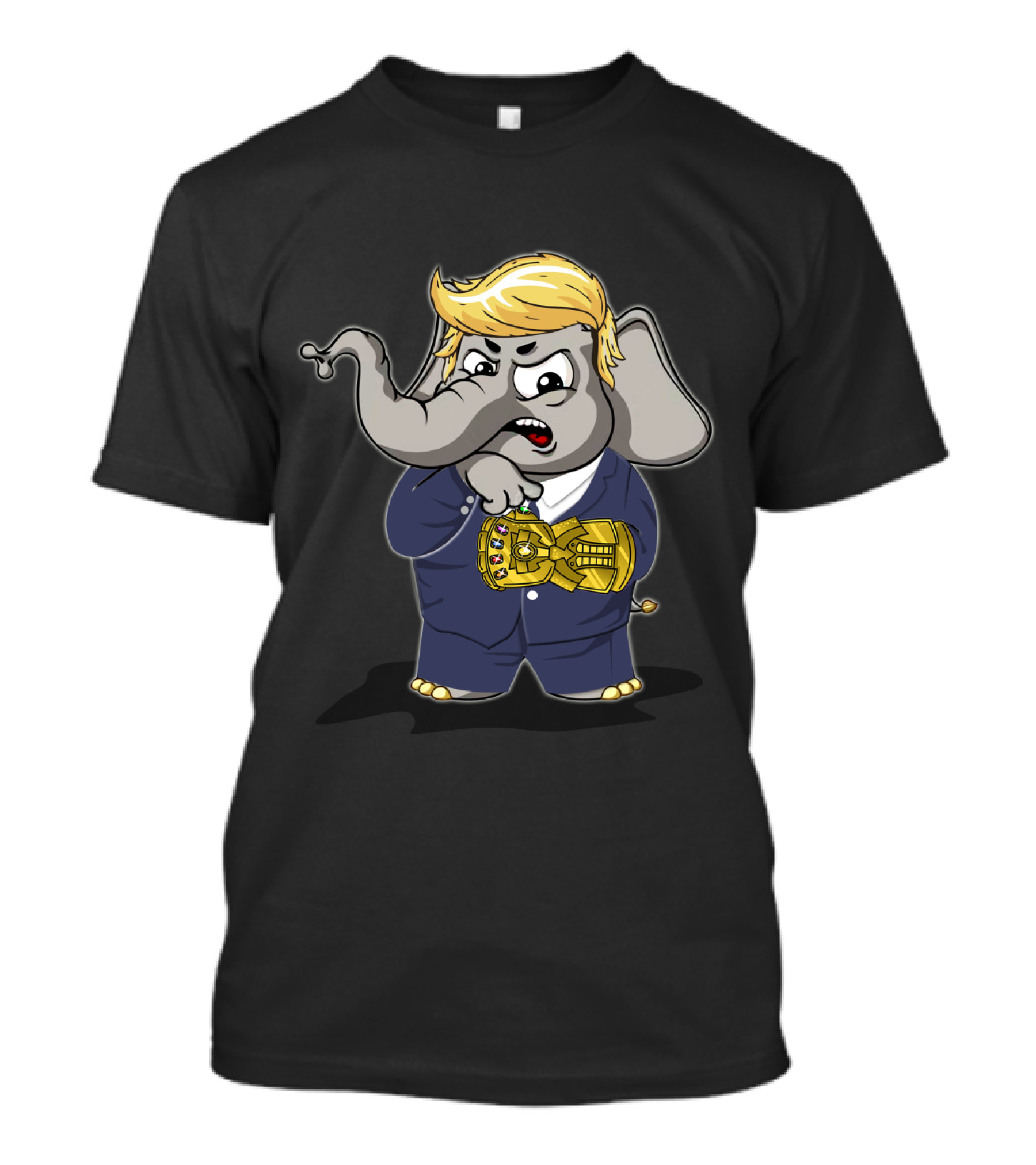El Elephant Suit Blonde Hair Infinity Gauntlet T-Shirt