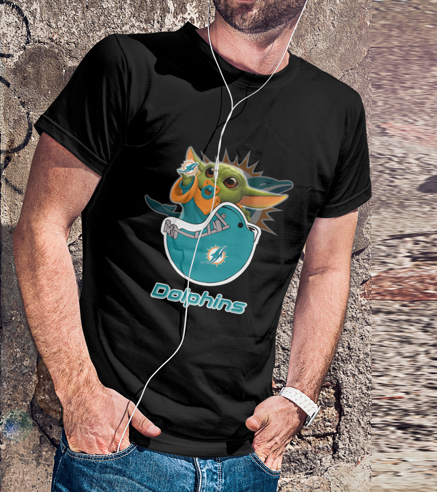 Dolphins Baby Creature Holding Dolphins Logo Nfl Md T-Shirt