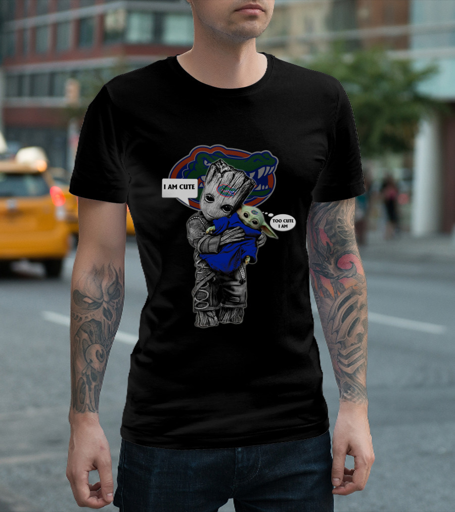 Groot and Baby Yoda Florida Gators I Am Cute Too Cute I Am T-Shirt