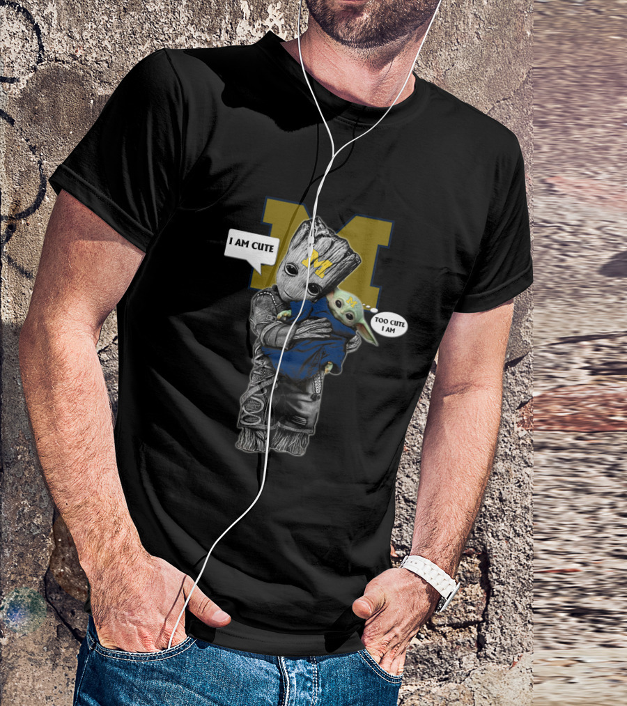 MW 010 NCAA YodaST Cute Groot Baby Yoda Michigan T-Shirt