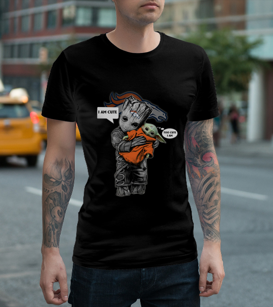 Groot Baby Yoda Denver Broncos Cute Combo NFL T-Shirt