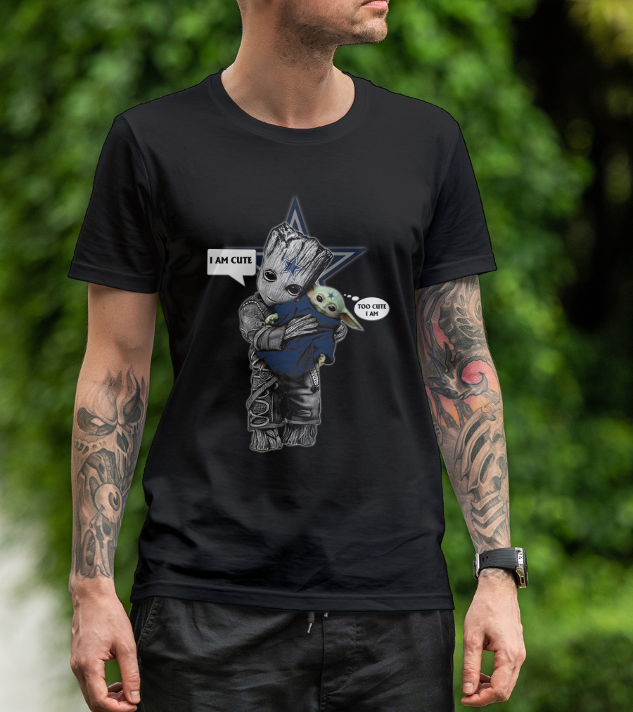 Groot And Baby Yoda Cute Overload With Dallas Cowboys Star T-Shirt
