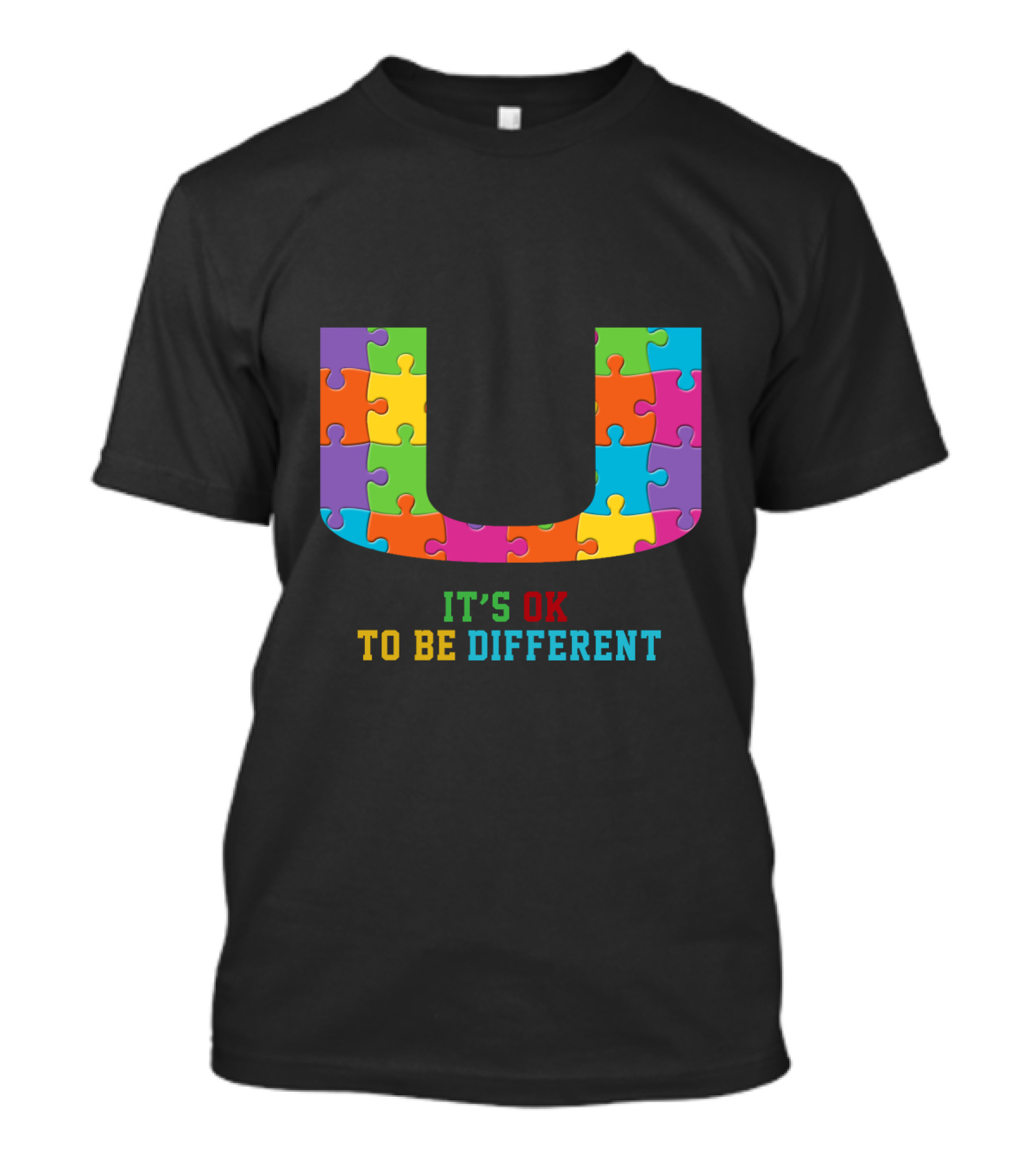 U It's Ok To Be Different Puzzle Pieces T-Shirt