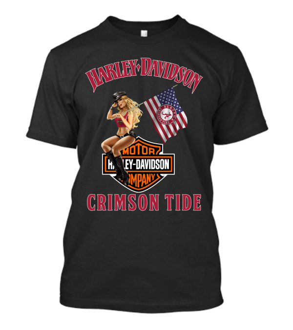 Harley Davidson Crimson Tide Ncaa Flag Motorcycle Company T-Shirt