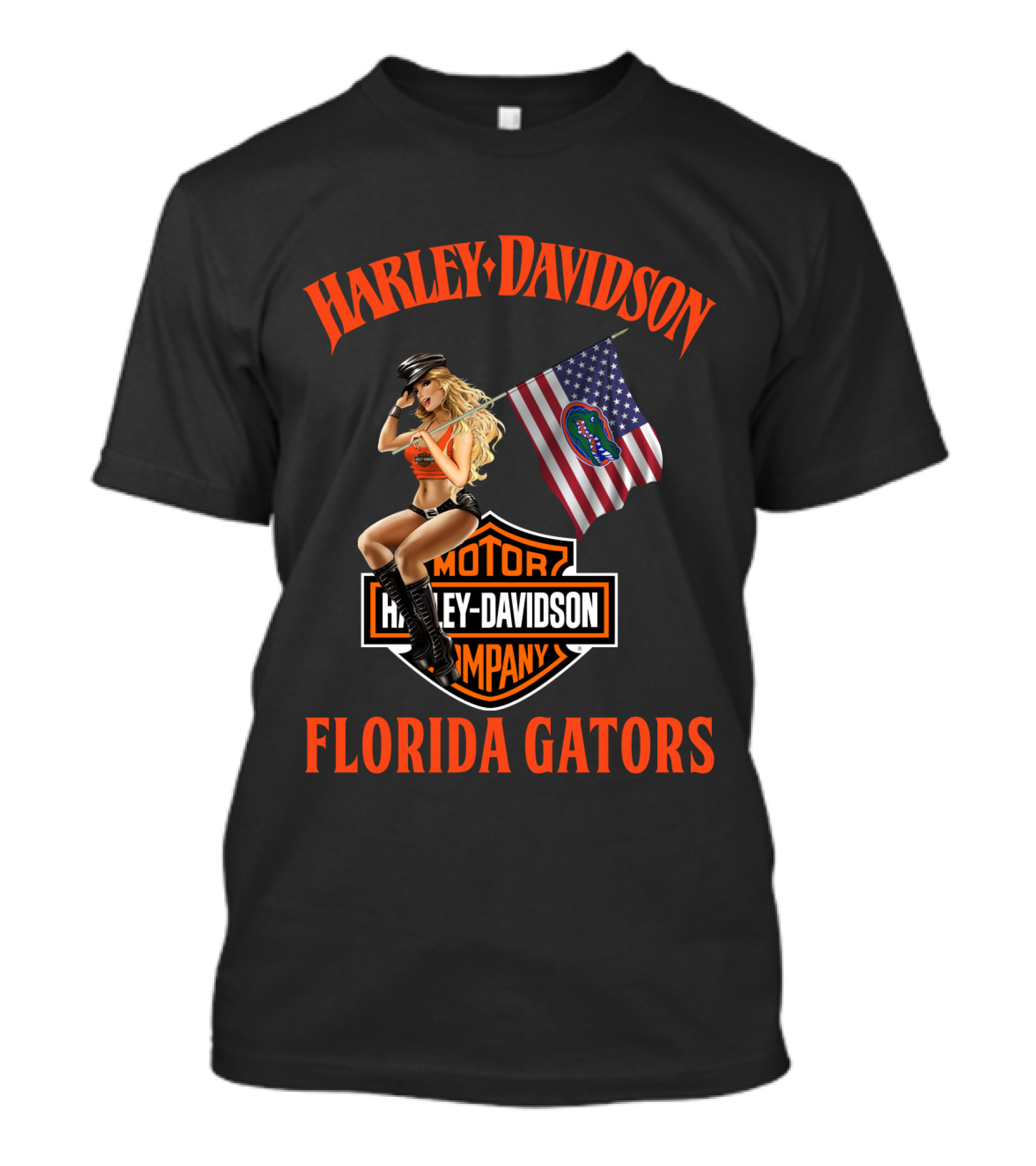 Harley Davidson Florida Gators American Flag T-Shirt