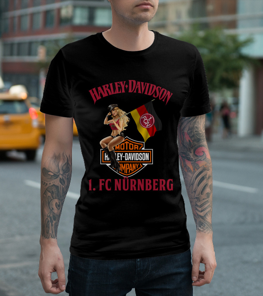 Harley Davidson 1. Fc Nürnberg Flag Motor Cycles Girl T-Shirt