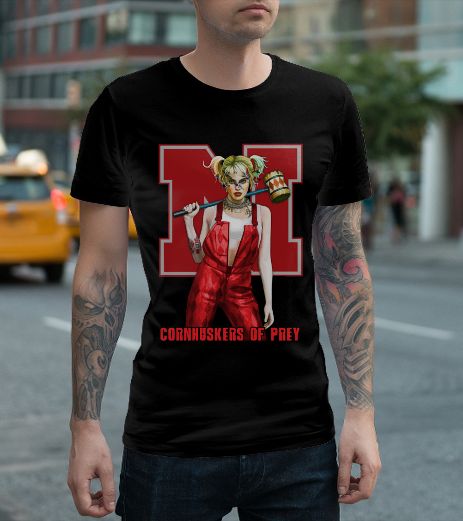 Cornhuskers Of Prey N Logo With Character Mallet T-Shirt