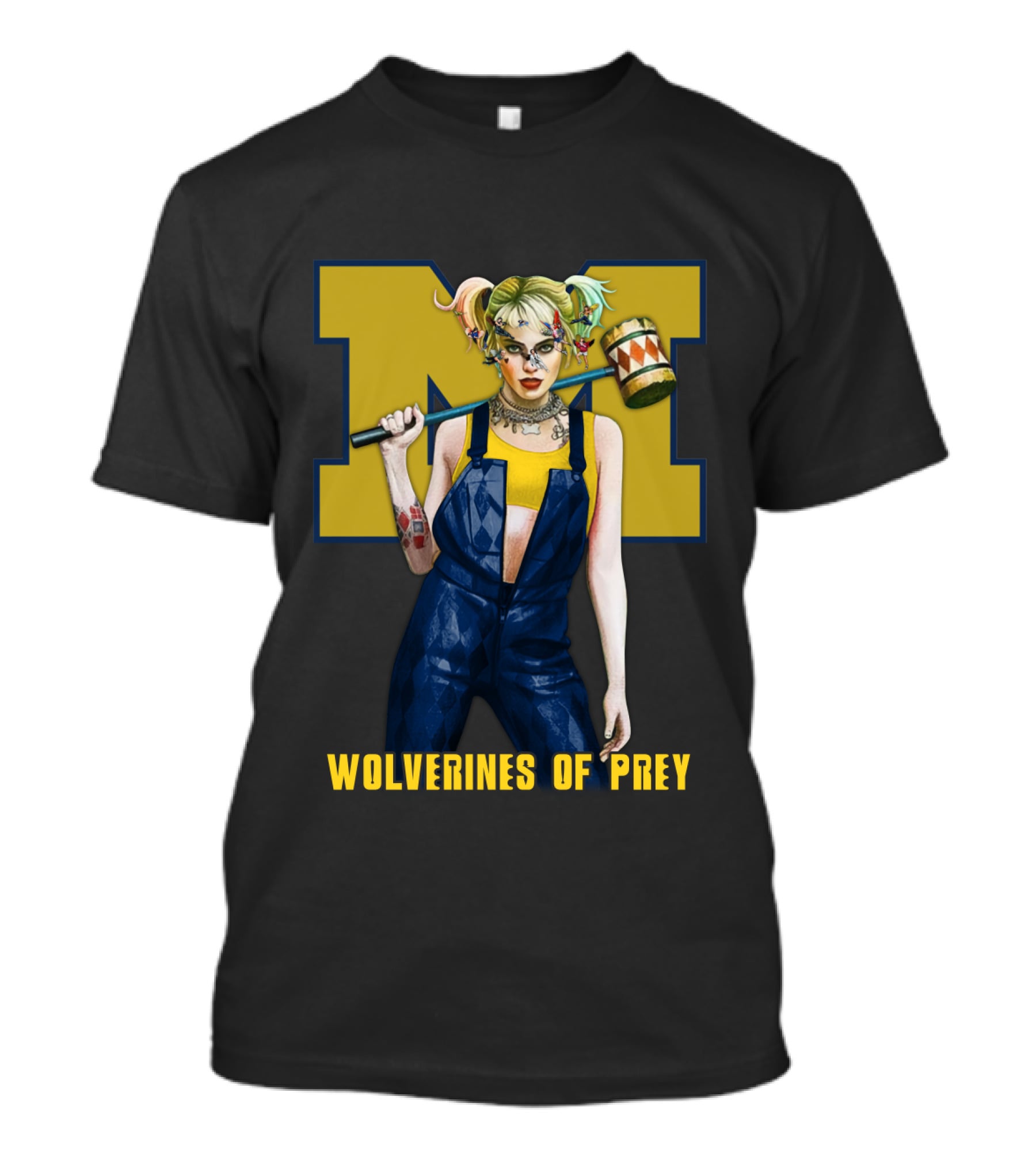 Wolverines Of Prey M Logo Harley Quinn Style T-Shirt