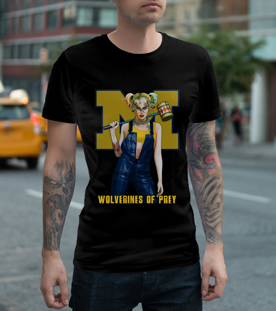 Wolverines Of Prey M Logo Harley Quinn Style T-Shirt