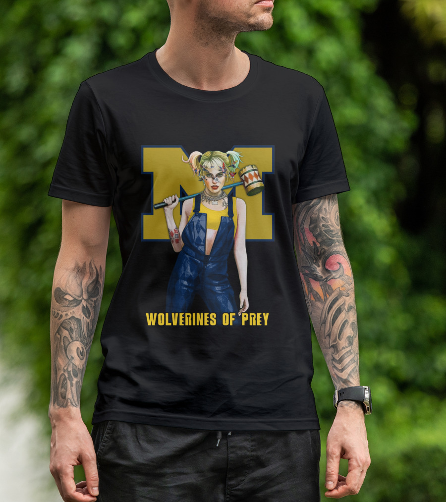 Wolverines Of Prey M Logo Harley Quinn Style T-Shirt