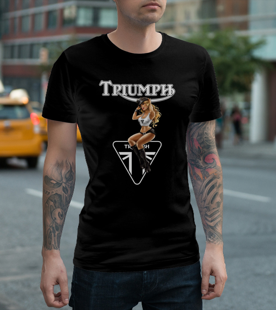 Triumph Dh 20 Logo With Pin-Up Model Motif T-Shirt