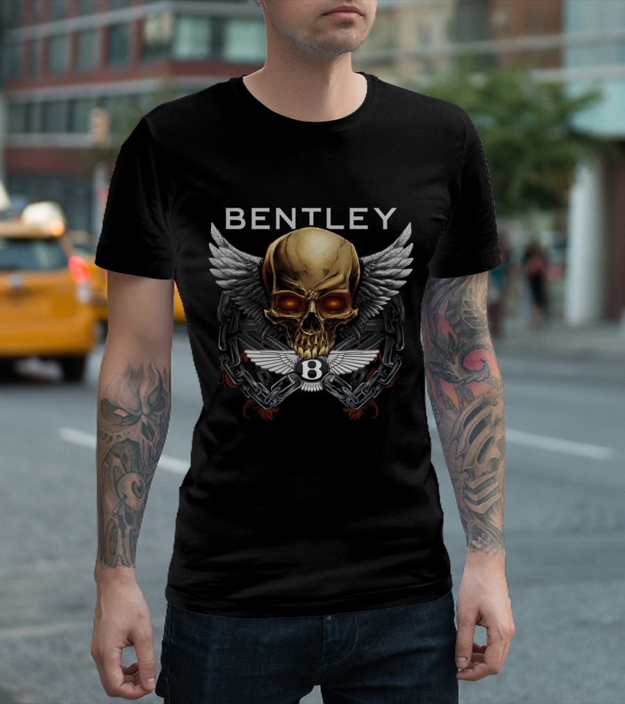 Bentley Skull Wings Chains Emblem Bold Design Dh T-Shirt