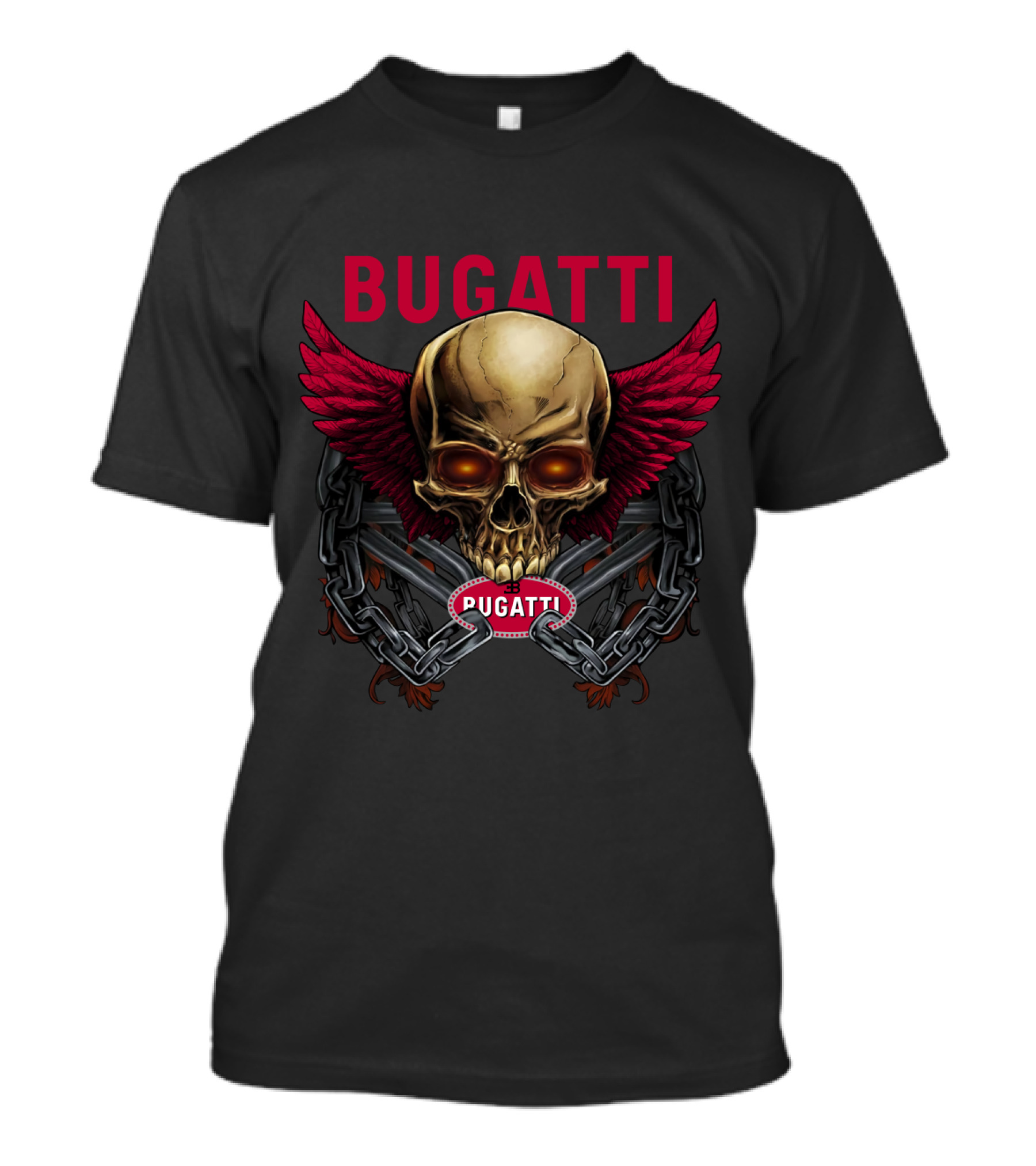 Bugatti Skull With Wings And Chains T-Shirt