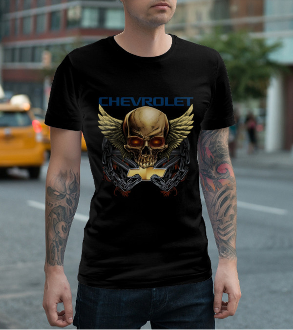 Chevrolet Winged Skull With Chains And Chevrolet T-Shirt
