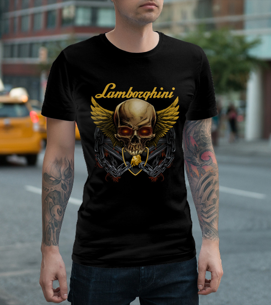 Lamborghini Skull Wings Chains Emblem Dh T-Shirt