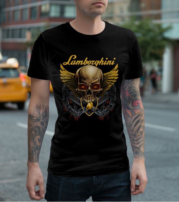 Lamborghini Skull Wings Chains Emblem Dh T-Shirt