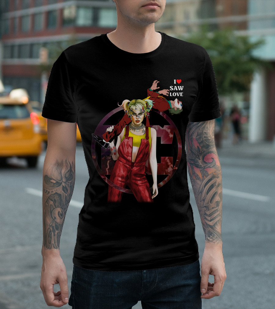 Harley Quinn Joker I Heart Saw Love T-Shirt