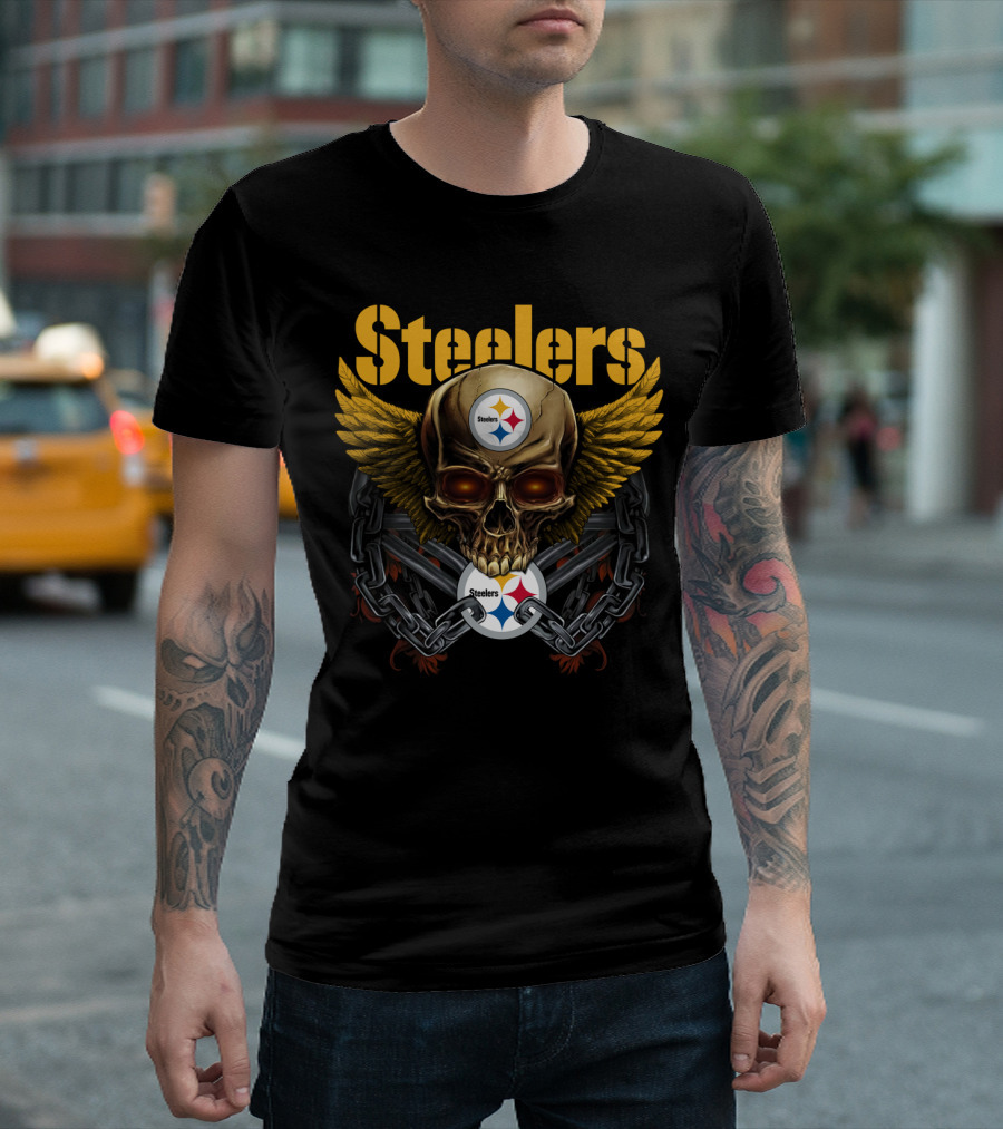 Steelers Skull Wings Chain T-Shirt