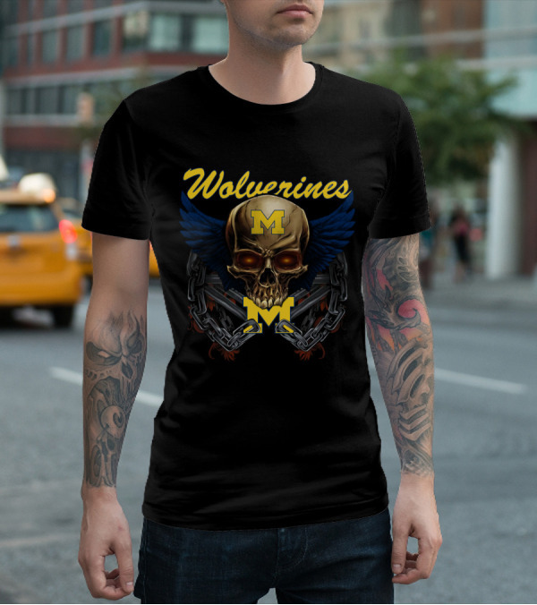 Wolverines M Skull Wings Chains T-Shirt