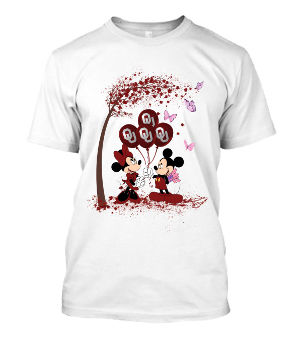 Mickey And Minnie Oklahoma Sooners Ou Balloons Ncaa Theme T-Shirt