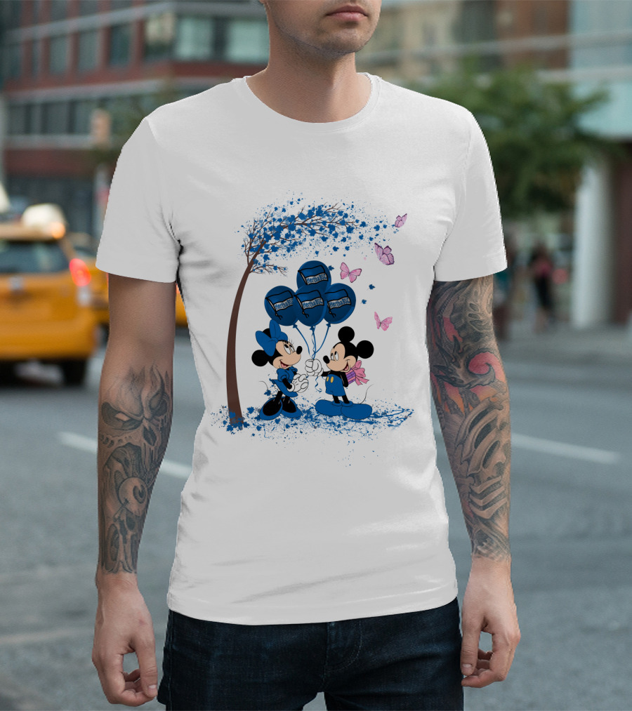 Hertha BSC Mickey and Minnie Tree Balloons Butterfly Scene T-Shirt