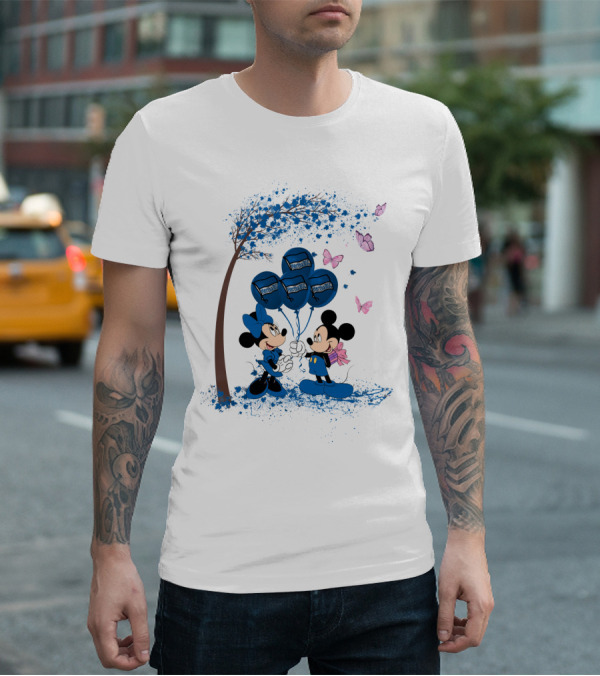 Hertha BSC Mickey And Minnie Tree Balloons Butterfly Scene T-Shirt