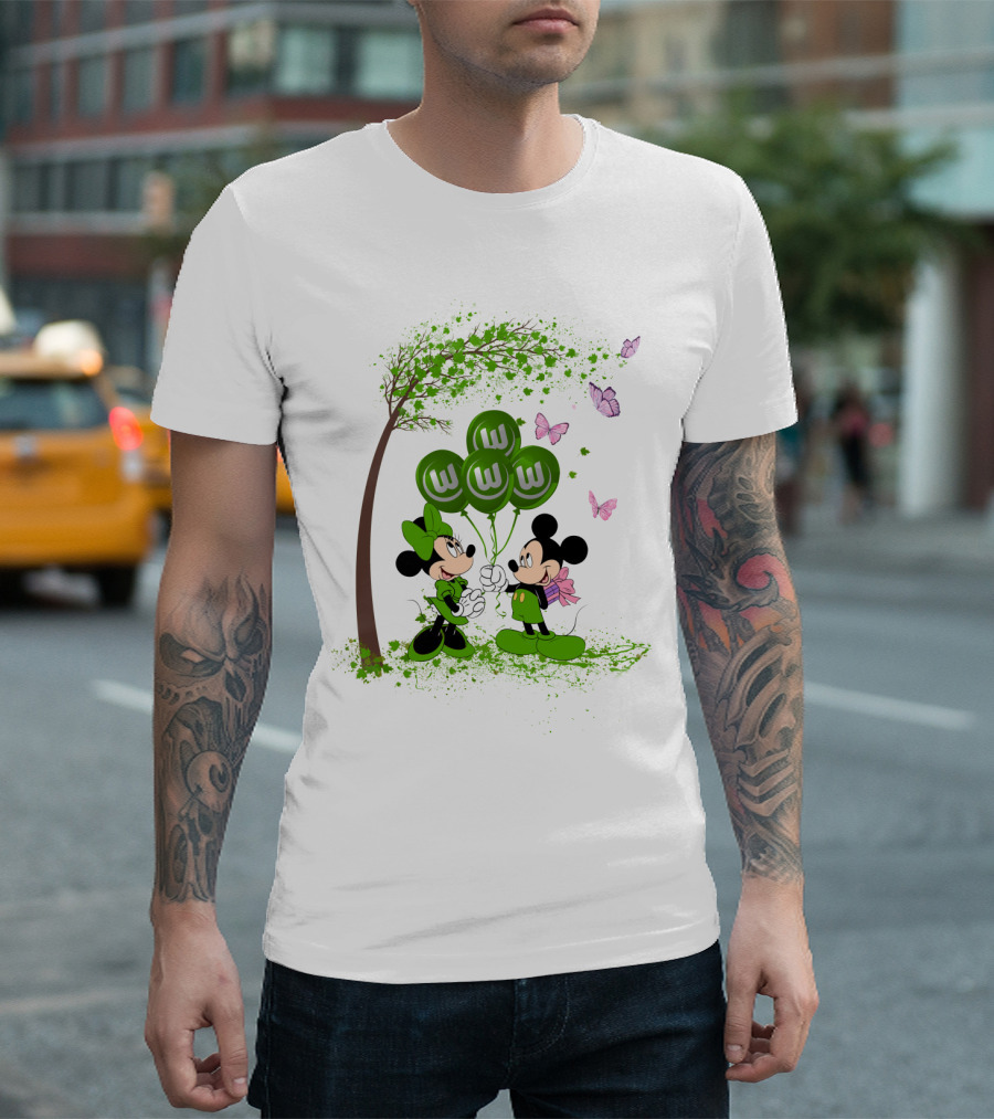 DH 29 Bundesliga VfL Wolfsburg Disney Mickey Minnie Balloons T-Shirt