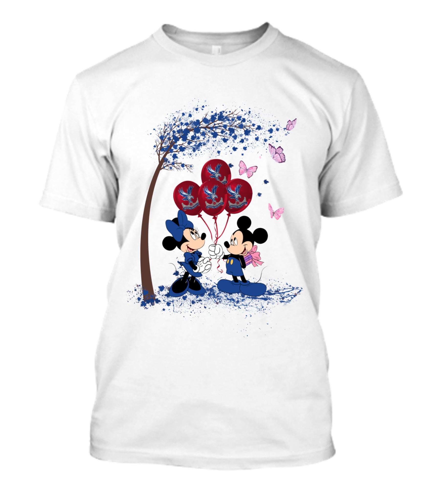 DH 29 Premier League Crystal Palace Mickey Minnie Balloons Butterflies T-Shirt