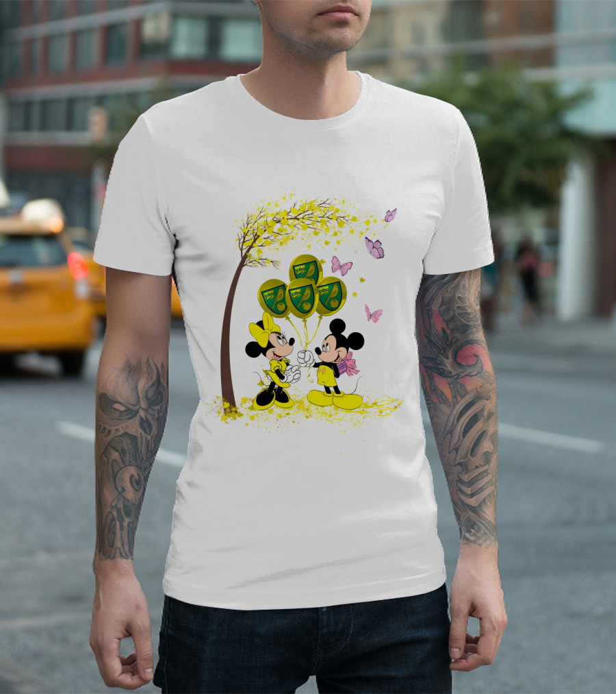DH 29 Premier League Norwich City Mickey Minnie Balloons T-Shirt