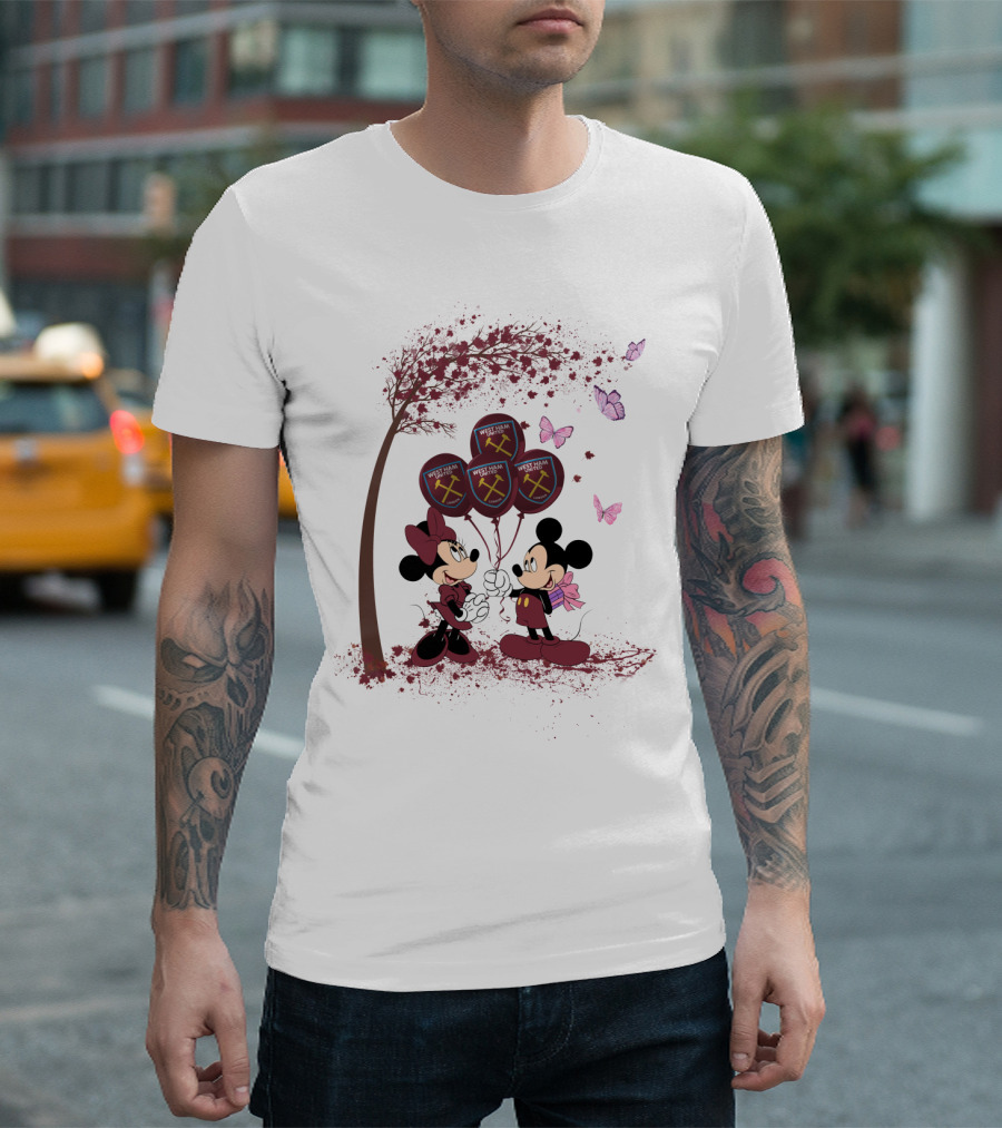 DH 29 Premier League West Ham United Balloons Minnie Mouse Mickey Mouse T-Shirt