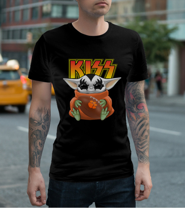 KISS Baby Yoda Gene Simmons Clemson Tigers Football T-Shirt