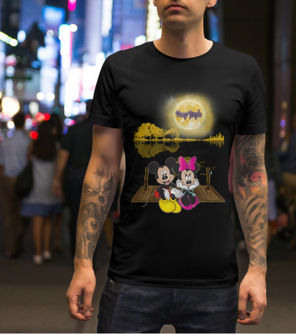 Deep Purple Moonlight Mickey And Minnie Reflection T-Shirt