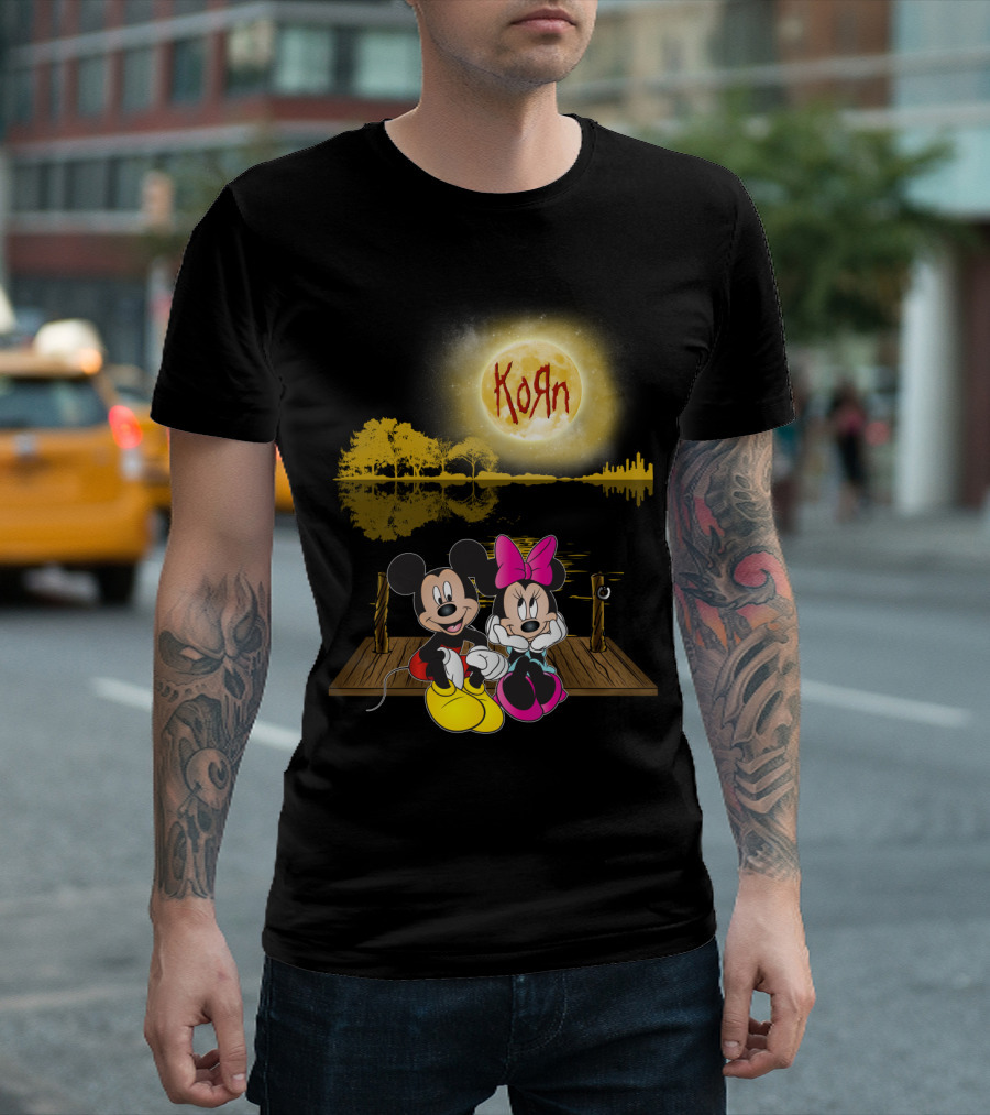 Korn Mickey and Minnie Dock Moon Scene T-Shirt