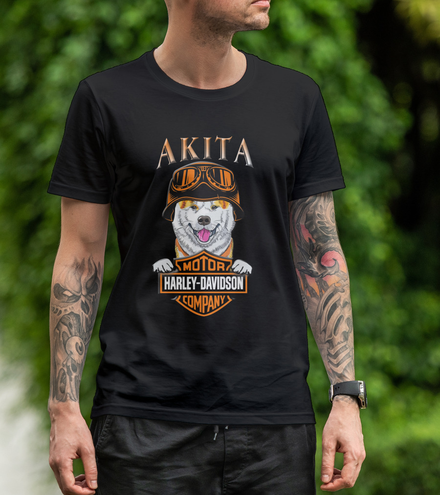 Akitas Harley Davidson Motorcycle T-Shirt