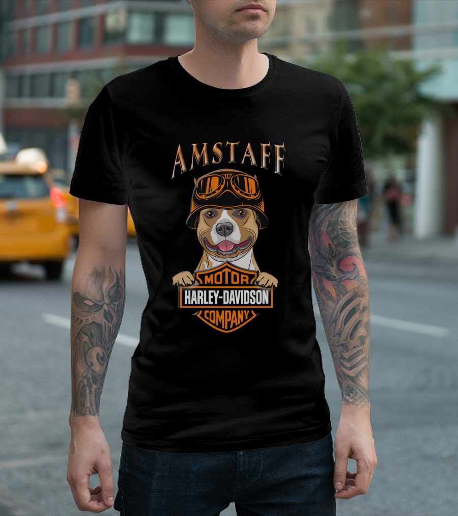 Amstaff Harley Davidson Motor Company American Staffordshire Terriers T-Shirt