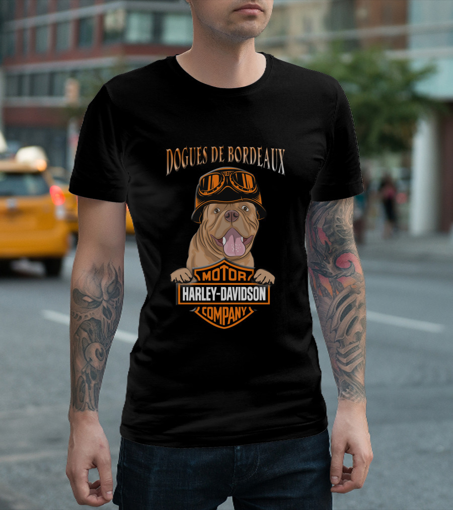 Dogue De Bordeaux Harley Davidson Motorcycle Goggles T-Shirt
