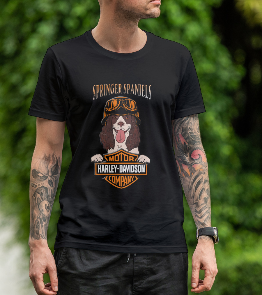 Springer Spaniels Harley Davidson Motorcycle Company T-Shirt