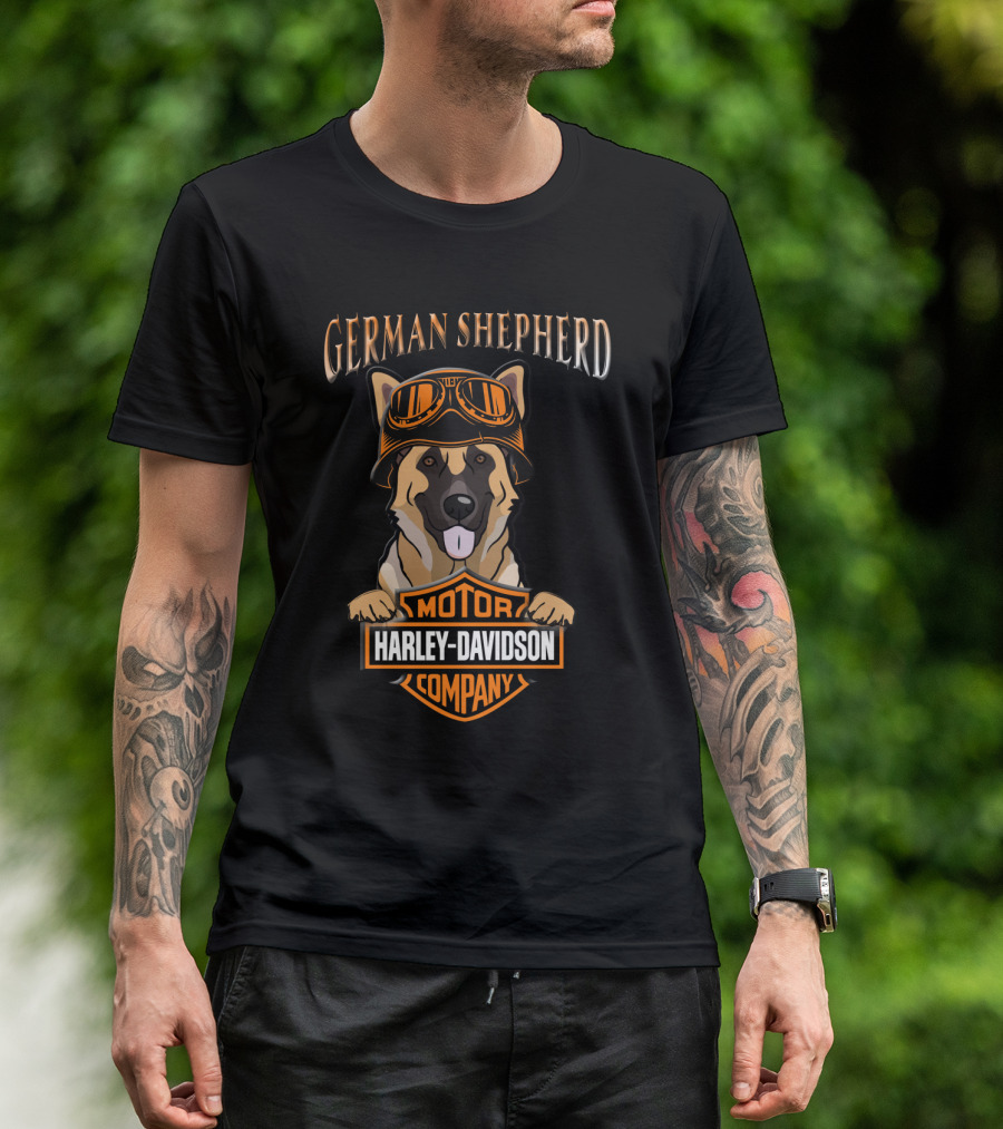 German Shepherd Harley Davidson Motorcycle Company T-Shirt