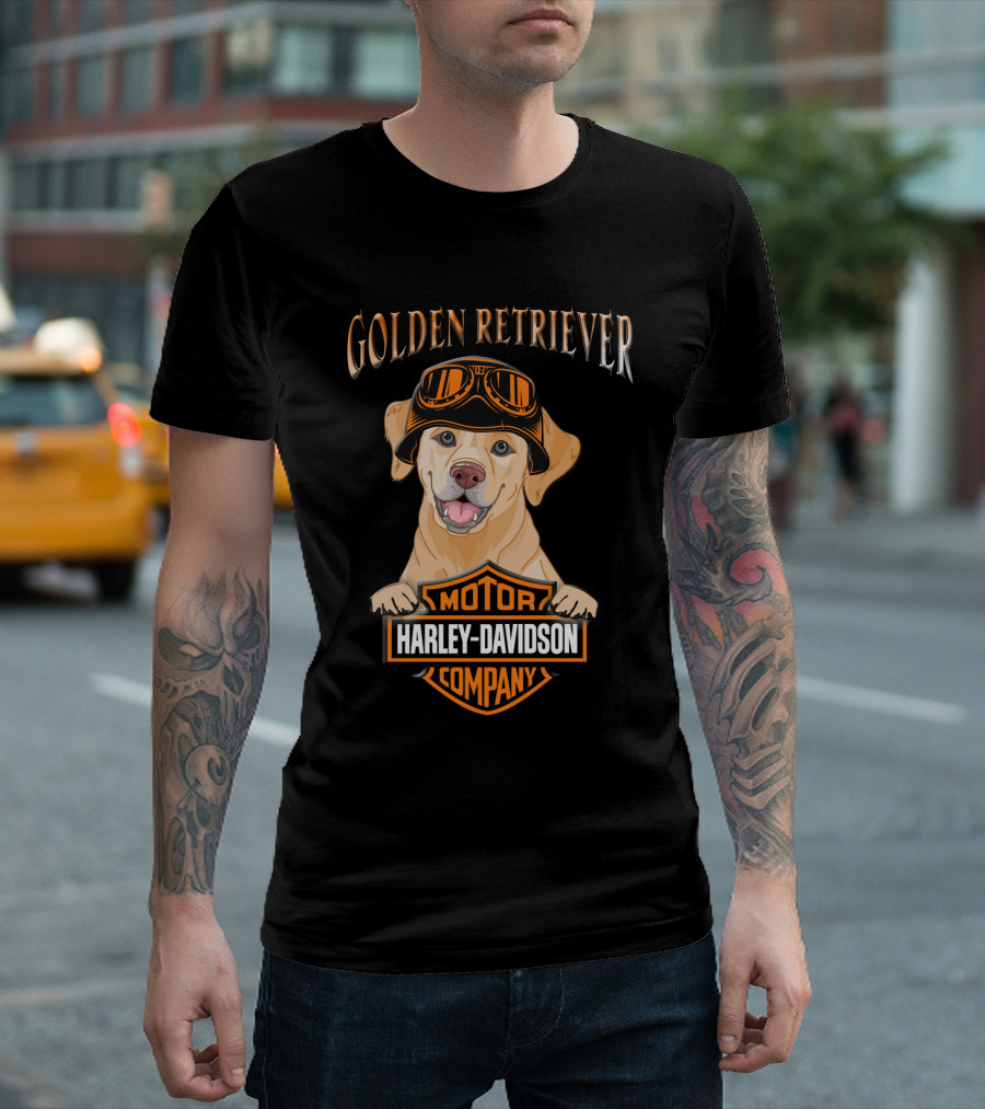 Golden Retriever Harley Davidson Motor Company T-Shirt