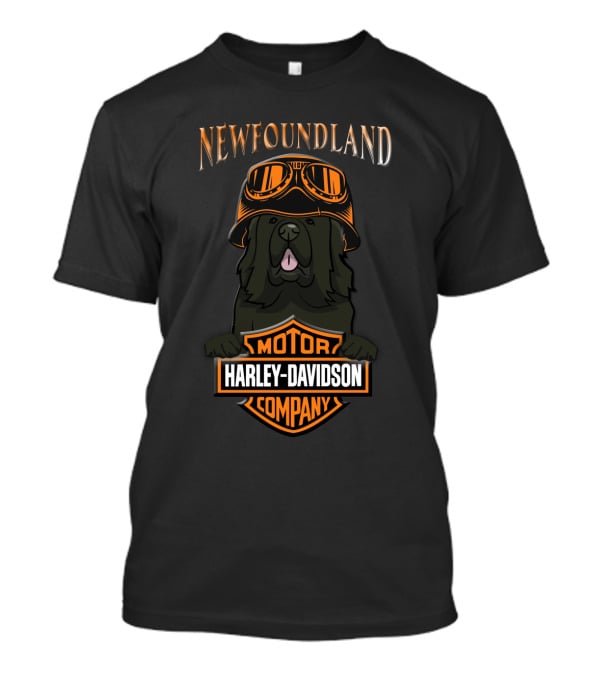 Newfoundland Harley Davidson Motor Company Dog With Goggles T-Shirt